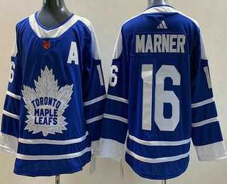 Men%27s Toronto Maple Leafs #16 Mitch Marner Blue 2022 Reverse Retro Authentic Jersey